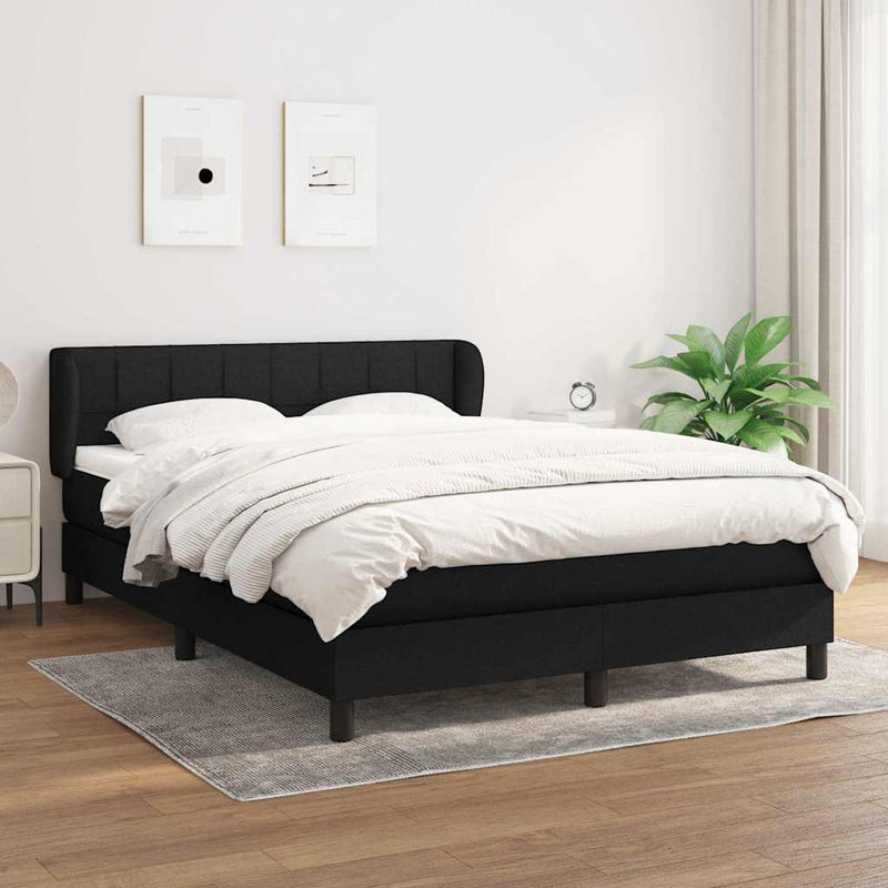 Pat box spring cu saltea, negru, 140x200 cm, textil