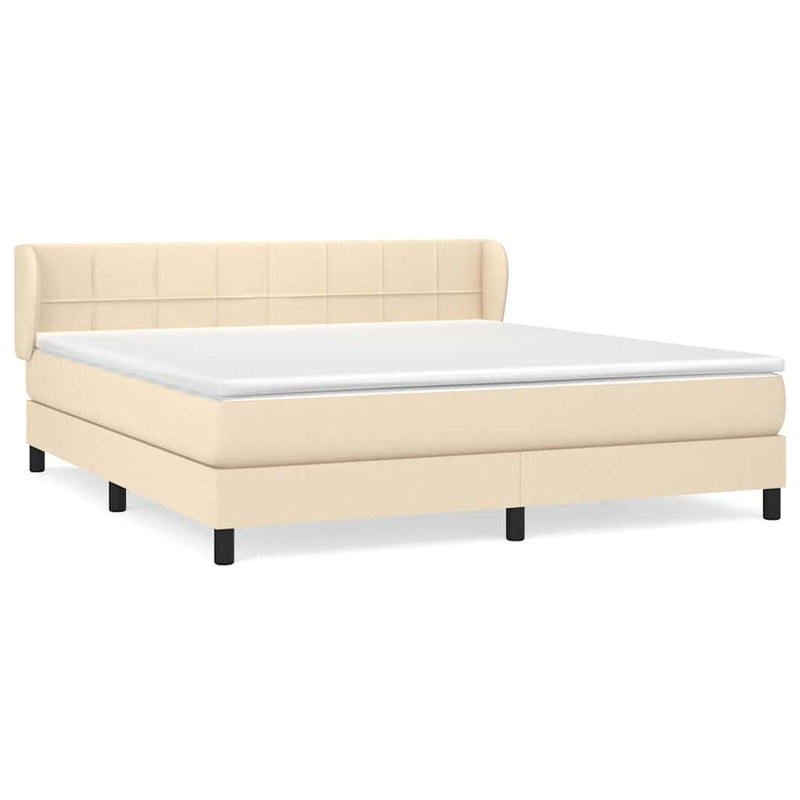 Pat continental cu saltea, crem, 180x200 cm, textil