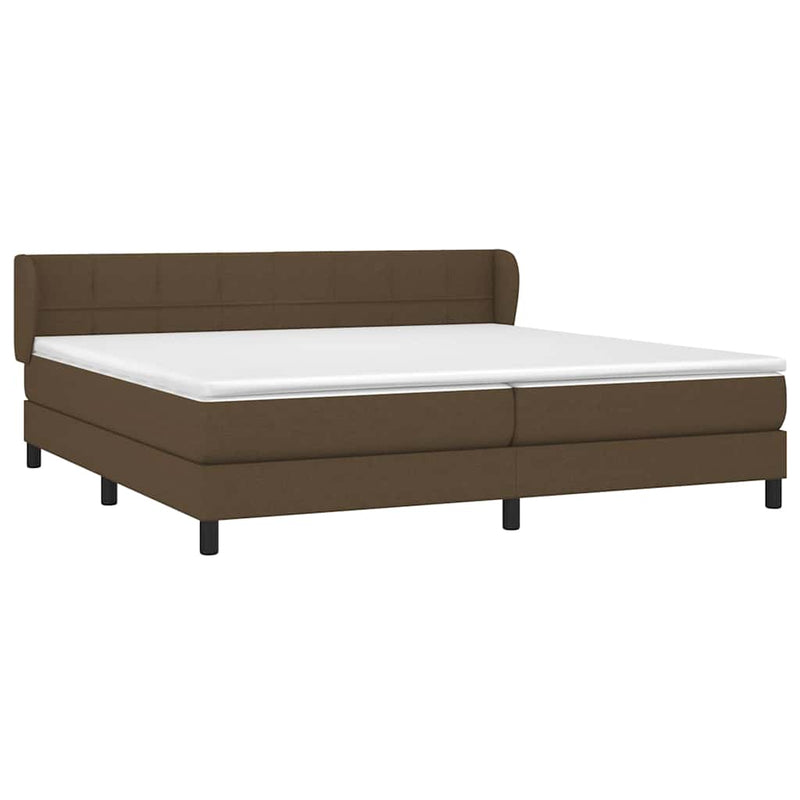 Pat box spring cu saltea, maro închis, 200x200 cm, textil