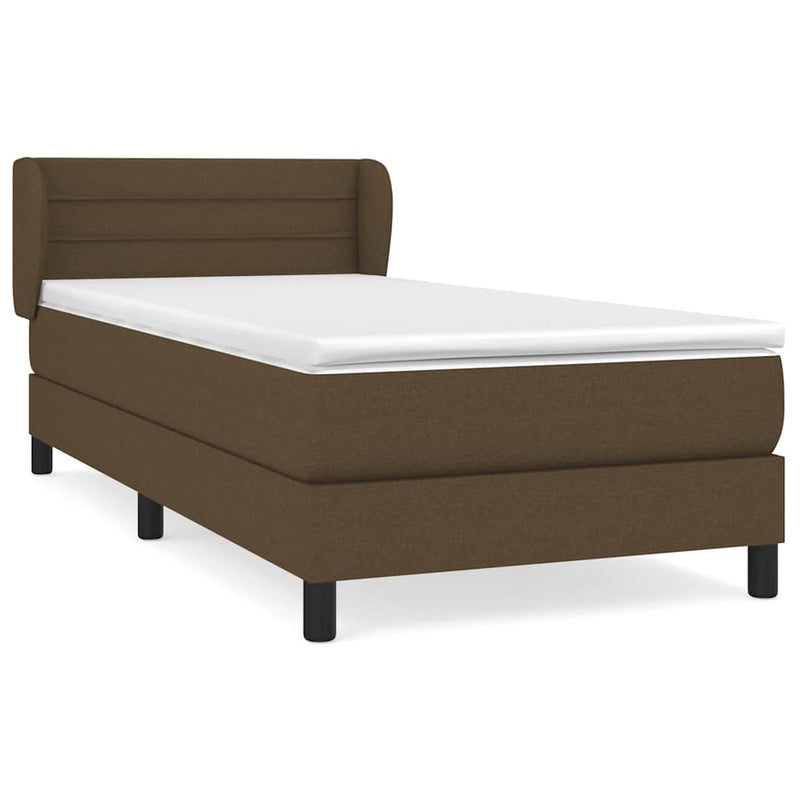 Pat box spring cu saltea, maro închis, 80x200 cm, textil