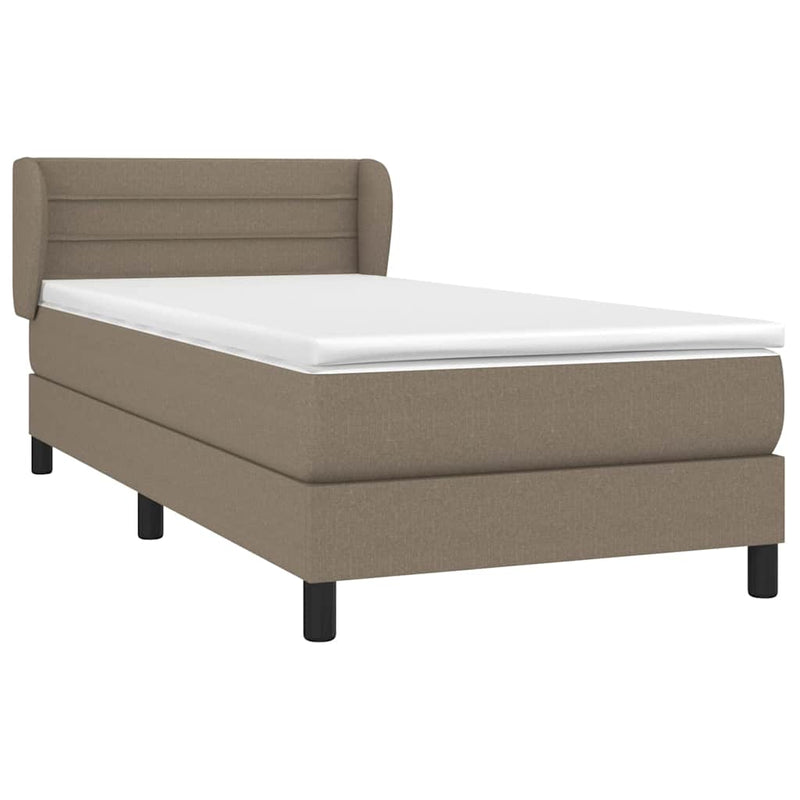 Pat box spring cu saltea, gri taupe, 100x200 cm, textil