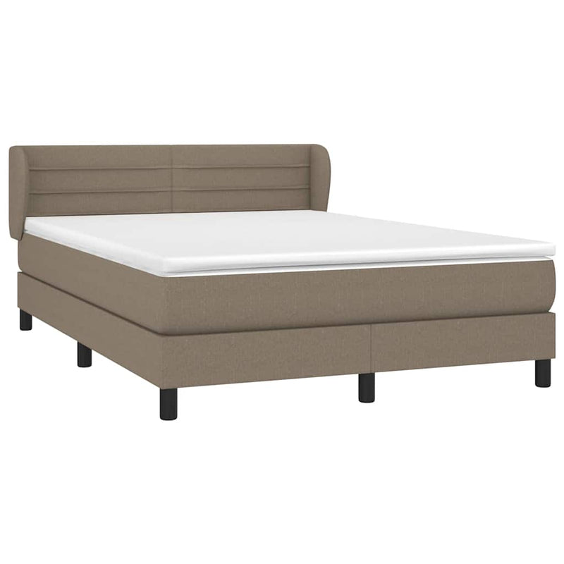Pat box spring cu saltea, gri taupe, 140x200 cm, textil