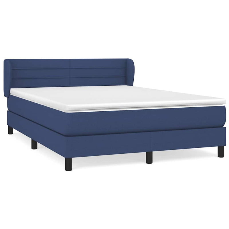 Pat box spring cu saltea, albastru, 140x200 cm, textil