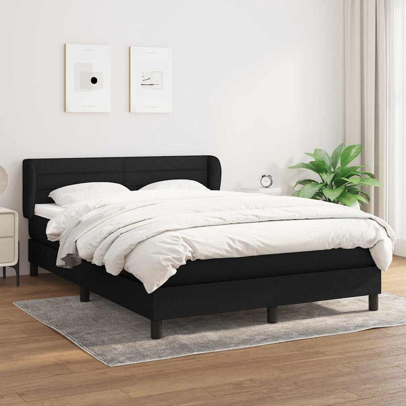 Pat box spring cu saltea, negru, 140x200 cm, textil