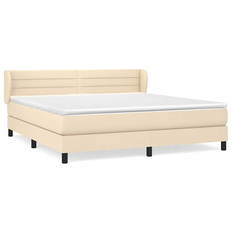 Pat continental cu saltea, crem, 180x200 cm, textil