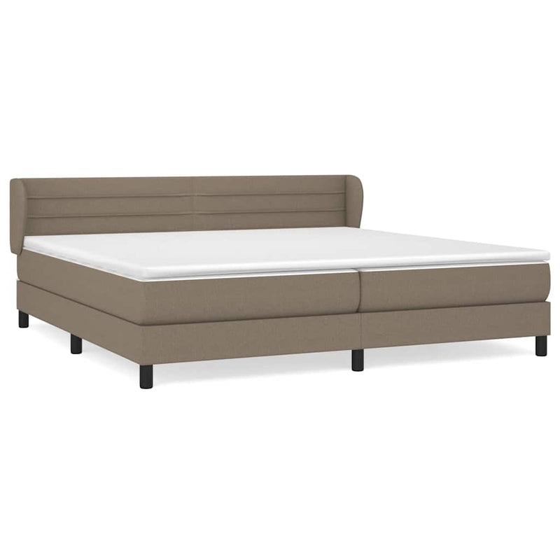 Pat box spring cu saltea, gri taupe, 200x200 cm, textil