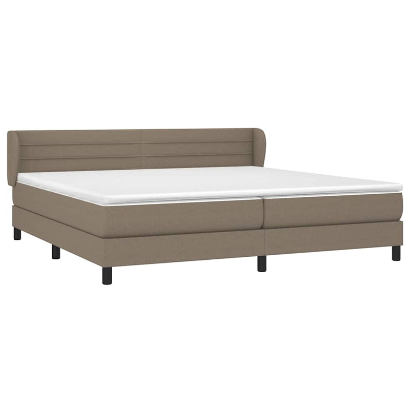 Pat box spring cu saltea, gri taupe, 200x200 cm, textil