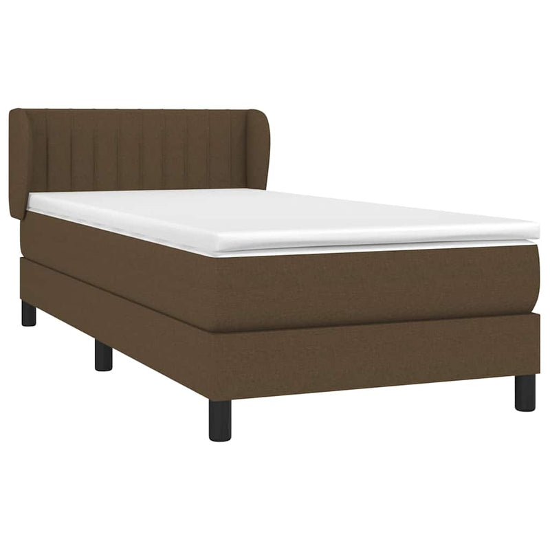 Pat box spring cu saltea, maro închis, 80x200 cm, textil