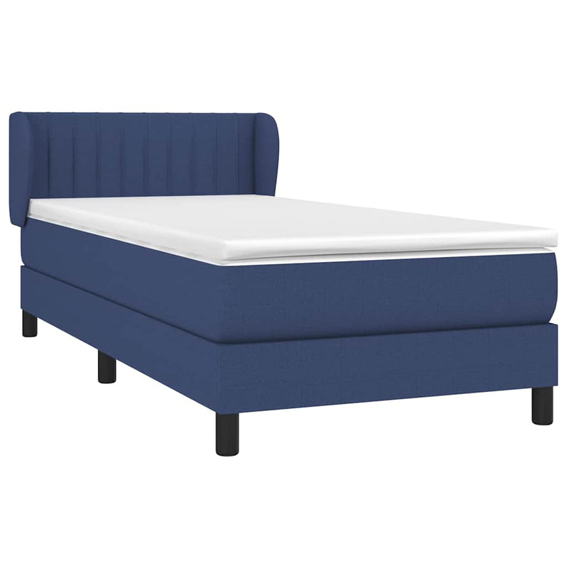 Pat box spring cu saltea, albastru, 80x200 cm, textil