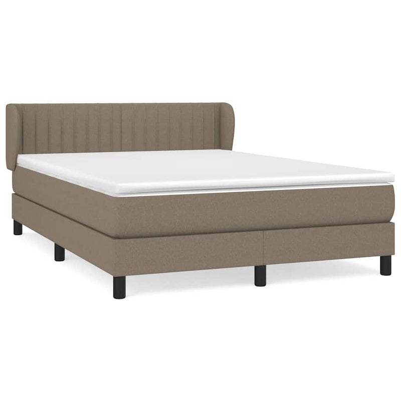Pat box spring cu saltea, gri taupe, 140x200 cm, textil