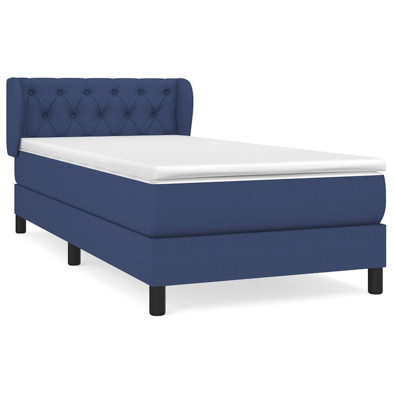 Pat box spring cu saltea, albastru, 80x200 cm, textil