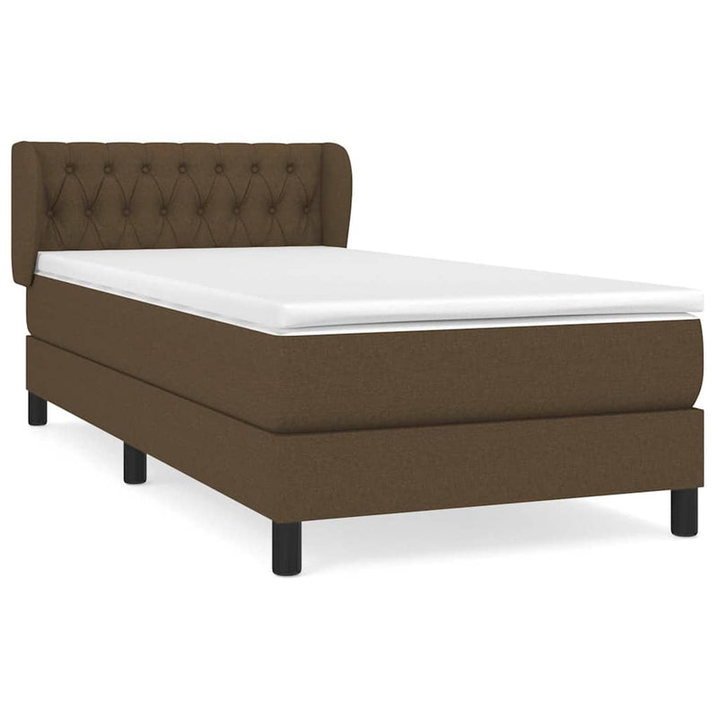 Pat box spring cu saltea, maro închis, 100x200 cm, textil