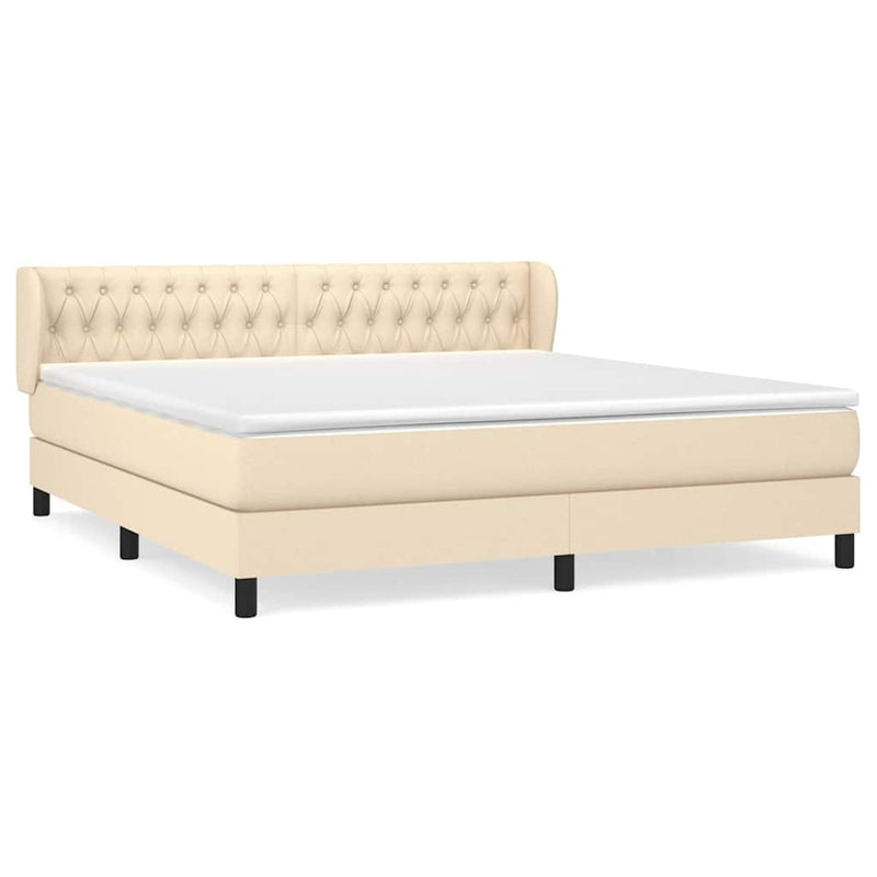 Pat continental cu saltea, crem, 180x200 cm, textil