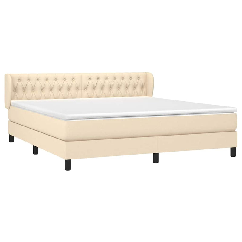 Pat continental cu saltea, crem, 180x200 cm, textil