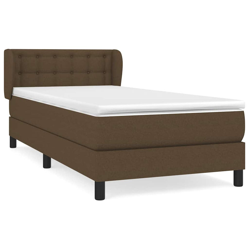 Pat box spring cu saltea, maro închis, 80x200 cm, textil