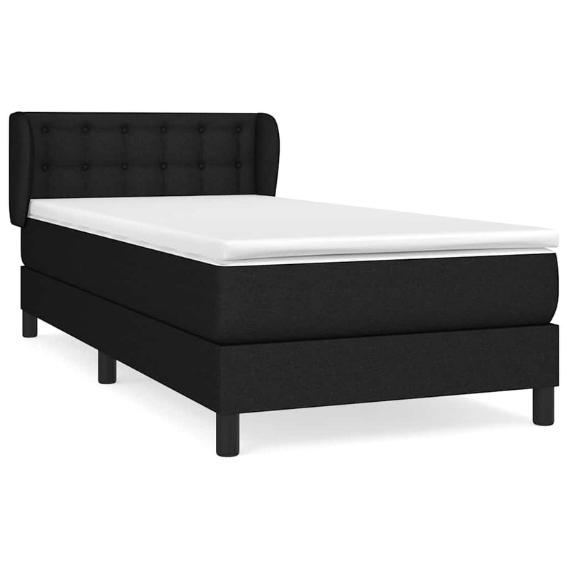Pat box spring cu saltea, negru, 90x190 cm, textil
