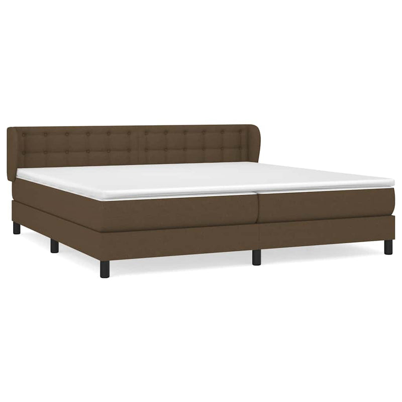 Pat box spring cu saltea, maro închis, 200x200 cm, textil