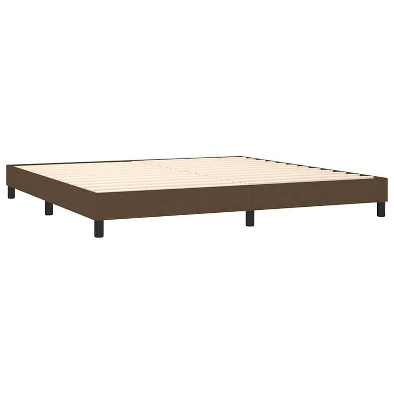 Pat box spring cu saltea, maro închis, 200x200 cm, textil