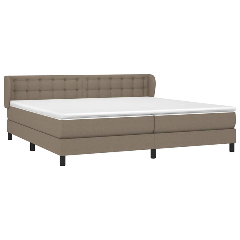 Pat box spring cu saltea, gri taupe, 200x200 cm, textil