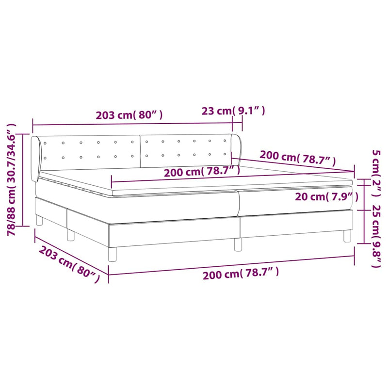 Pat box spring cu saltea, crem, 200x200 cm, textil