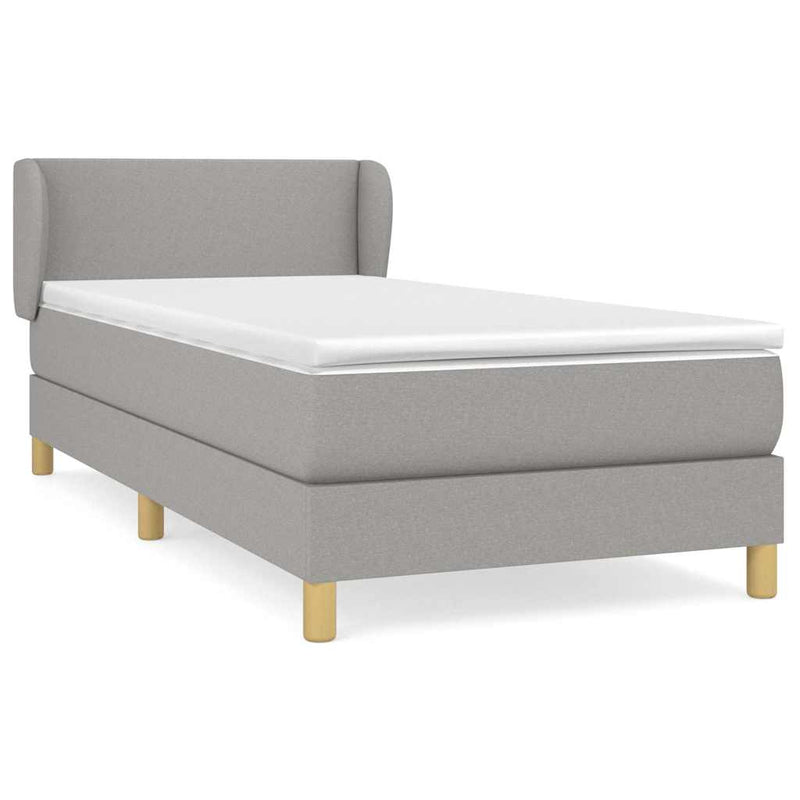 Pat continental cu saltea, gri deschis, 80x200 cm, textil