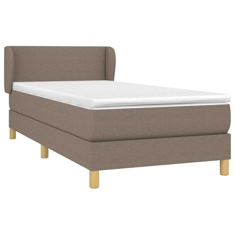 Pat box spring cu saltea, gri taupe, 90x200 cm, textil