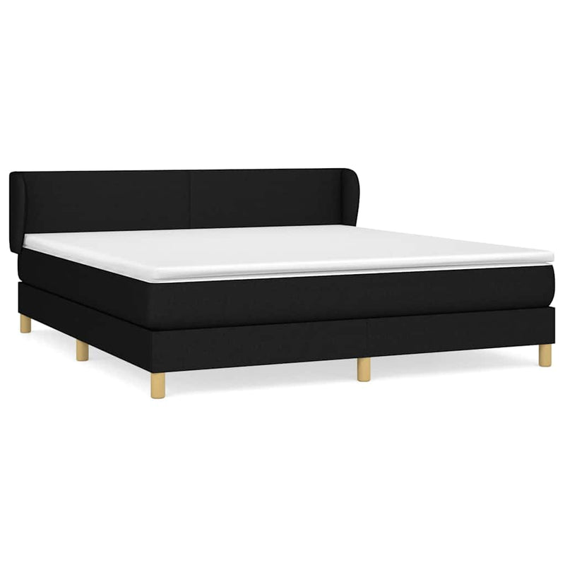 Pat box spring cu saltea, negru, 180x200 cm, catifea