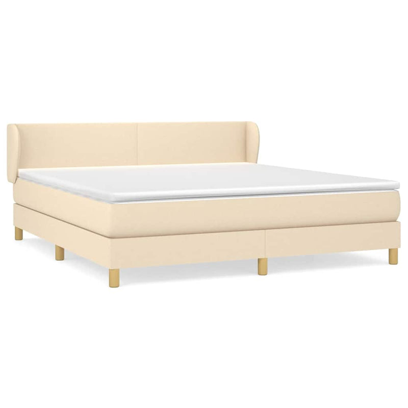 Pat continental cu saltea, crem, 180x200 cm, textil