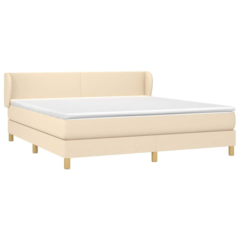 Pat continental cu saltea, crem, 180x200 cm, textil