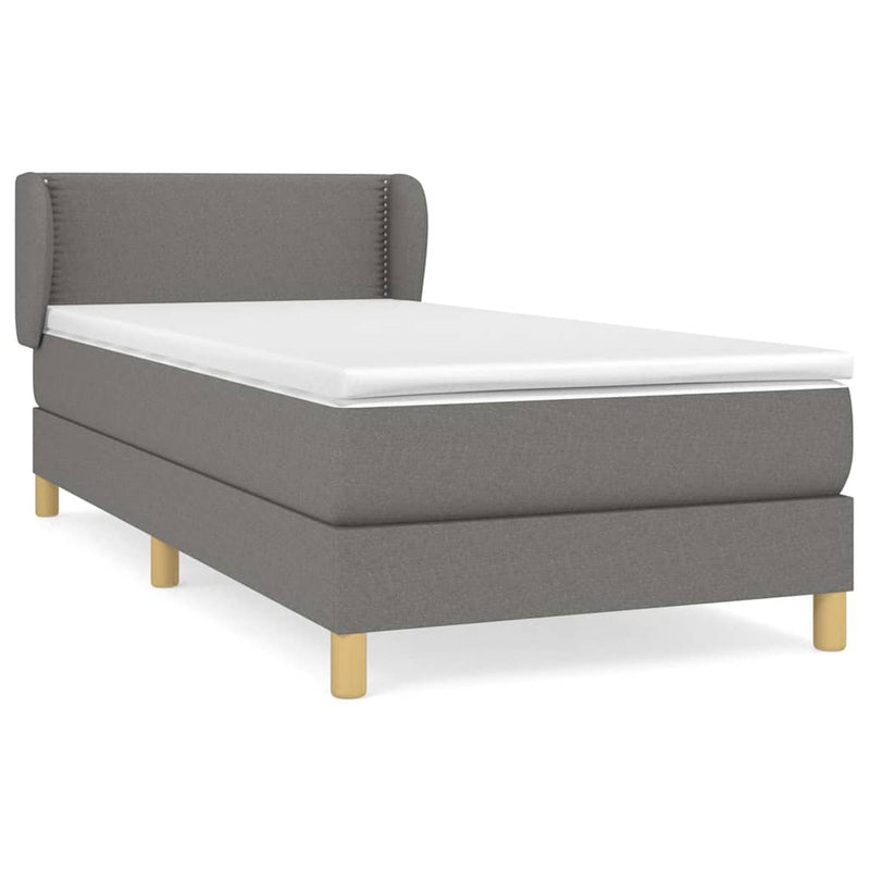 Pat box spring cu saltea, gri închis, 80x200 cm, textil