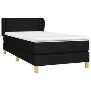 Pat box spring cu saltea, negru, 90x200 cm, textil