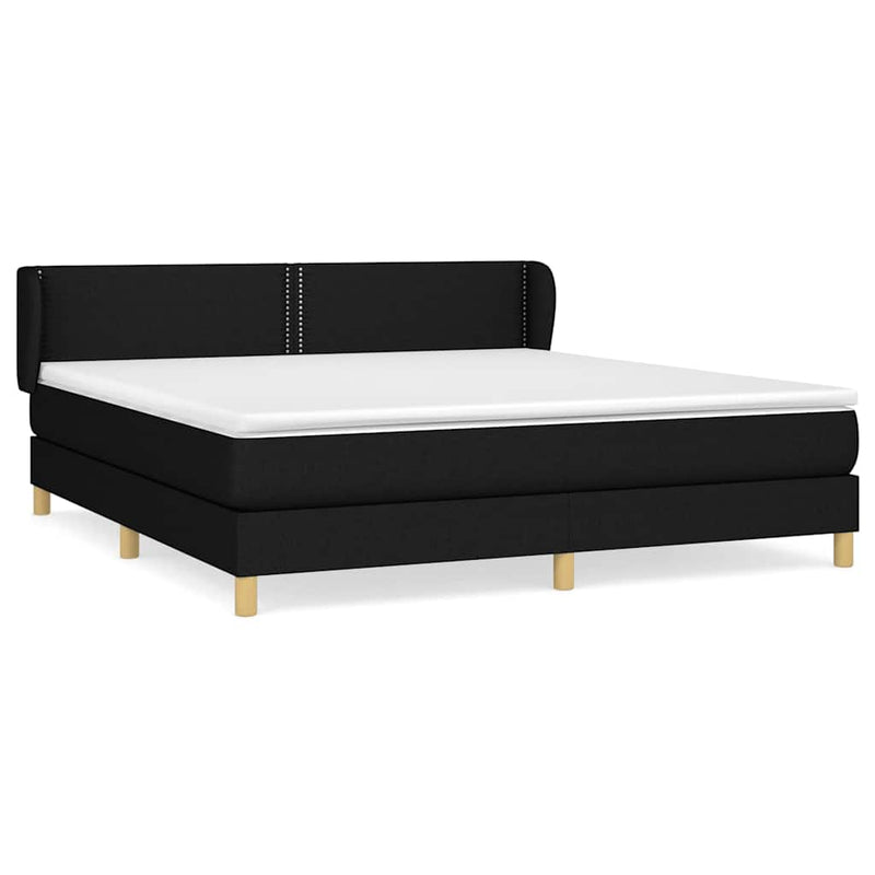Pat box spring cu saltea, negru, 180x200 cm, catifea