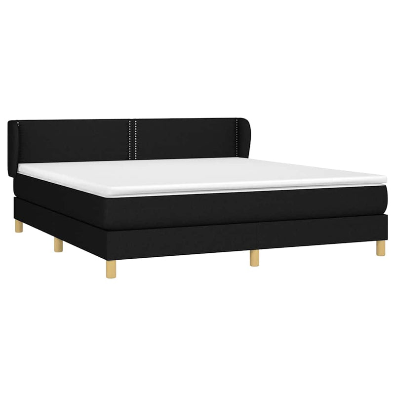 Pat box spring cu saltea, negru, 180x200 cm, catifea