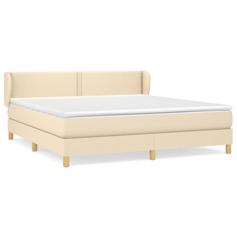 Pat continental cu saltea, crem, 180x200 cm, textil