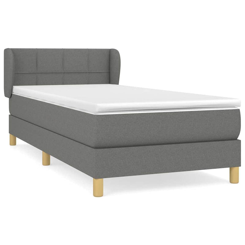 Pat box spring cu saltea, gri închis, 80x200 cm, textil