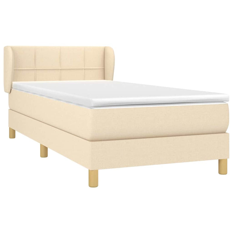 Pat box spring cu saltea, crem, 80x200 cm, textil