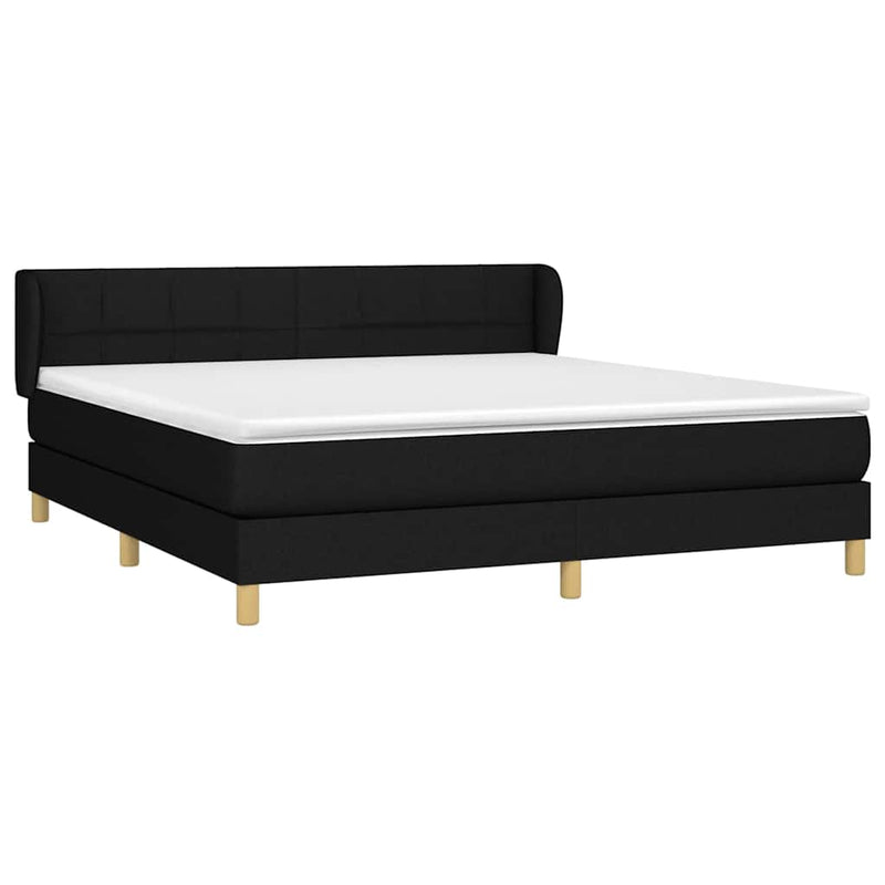 Pat box spring cu saltea, negru, 180x200 cm, catifea
