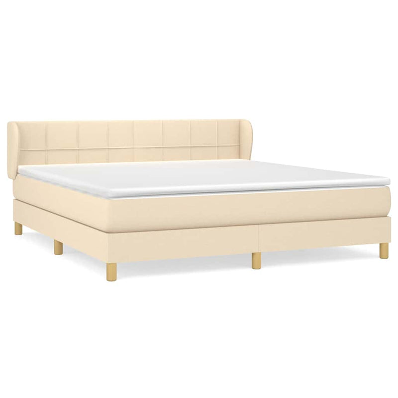 Pat continental cu saltea, crem, 180x200 cm, textil