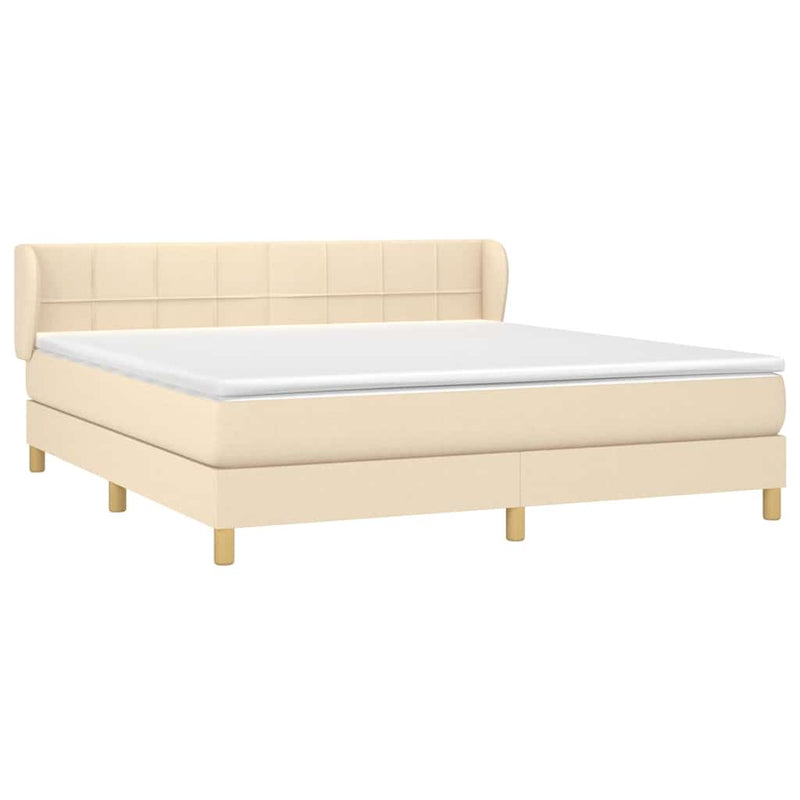 Pat continental cu saltea, crem, 180x200 cm, textil
