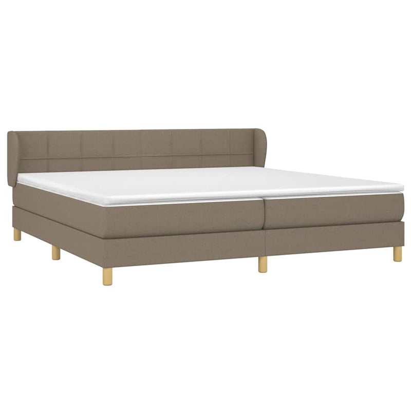 Pat box spring cu saltea, gri taupe, 200x200 cm, textil