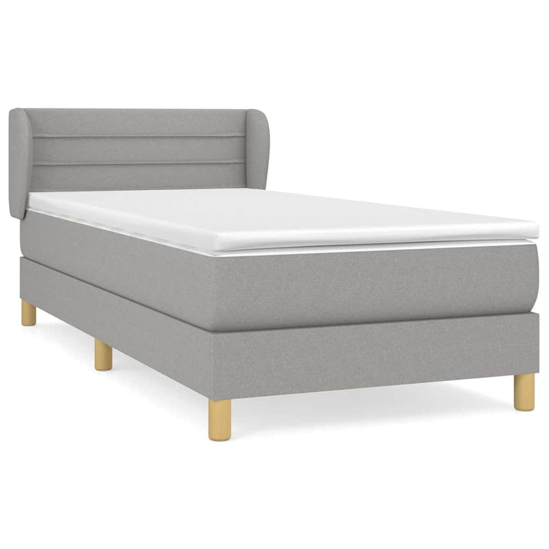 Pat continental cu saltea, gri deschis, 80x200 cm, textil