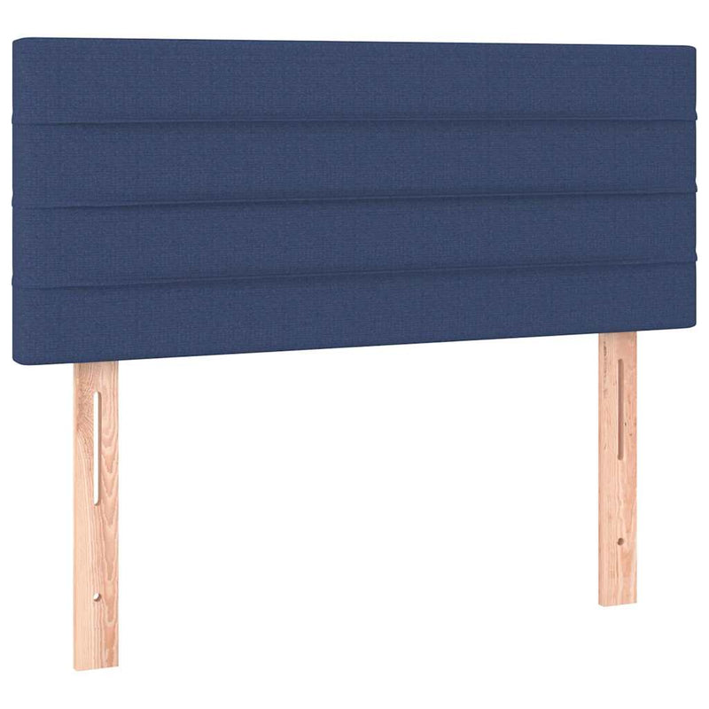 Pat box spring cu saltea, albastru, 90x200 cm, textil