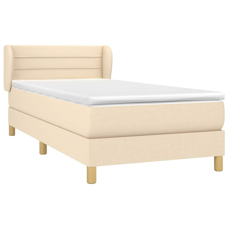 Pat box spring cu saltea, crem, 100x200 cm, textil