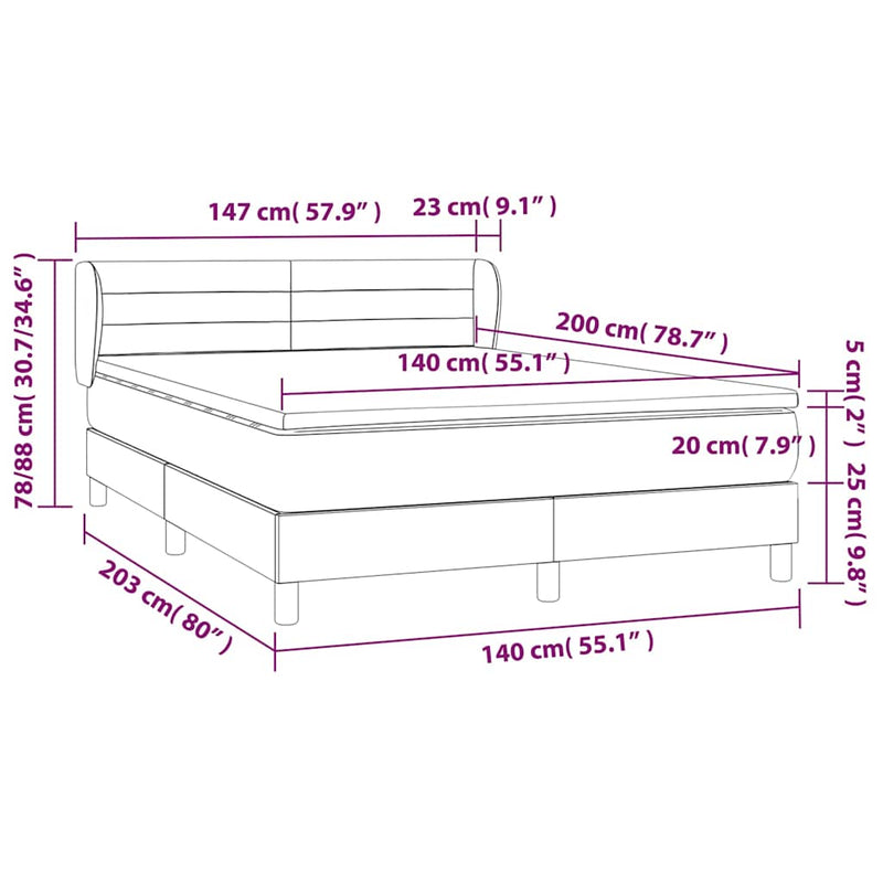 Pat box spring cu saltea, negru, 140x200 cm, textil