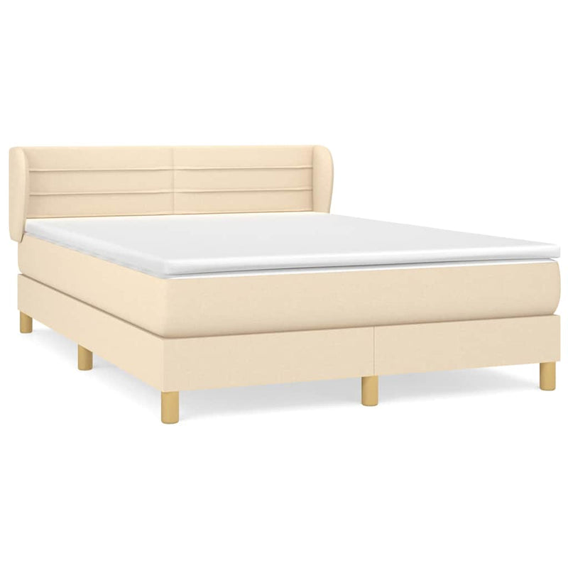 Pat continental cu saltea, crem, 140x200 cm, material textil