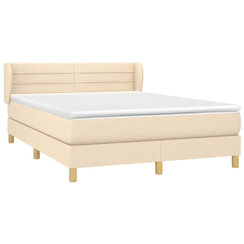 Pat continental cu saltea, crem, 140x200 cm, material textil