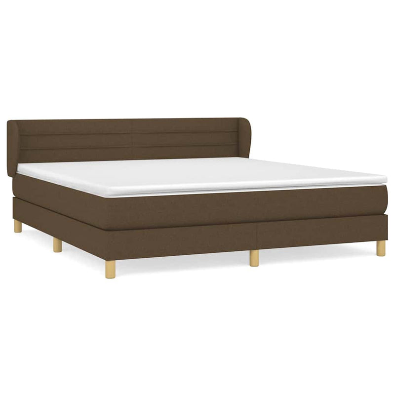 Pat box spring cu saltea, maro închis, 160x200 cm, textil
