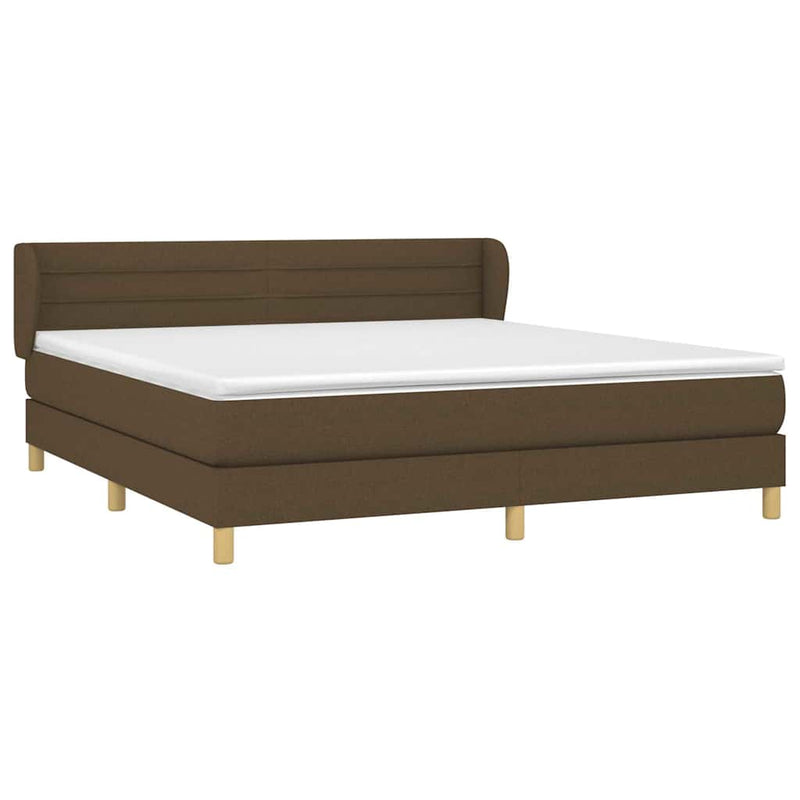 Pat box spring cu saltea, maro închis, 160x200 cm, textil