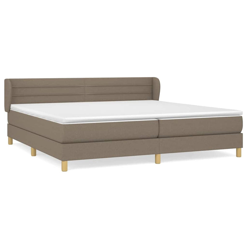 Pat box spring cu saltea, gri taupe, 200x200 cm, textil