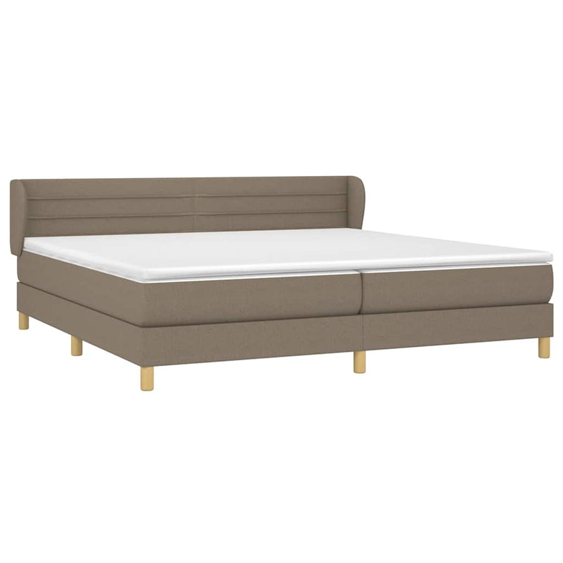 Pat box spring cu saltea, gri taupe, 200x200 cm, textil